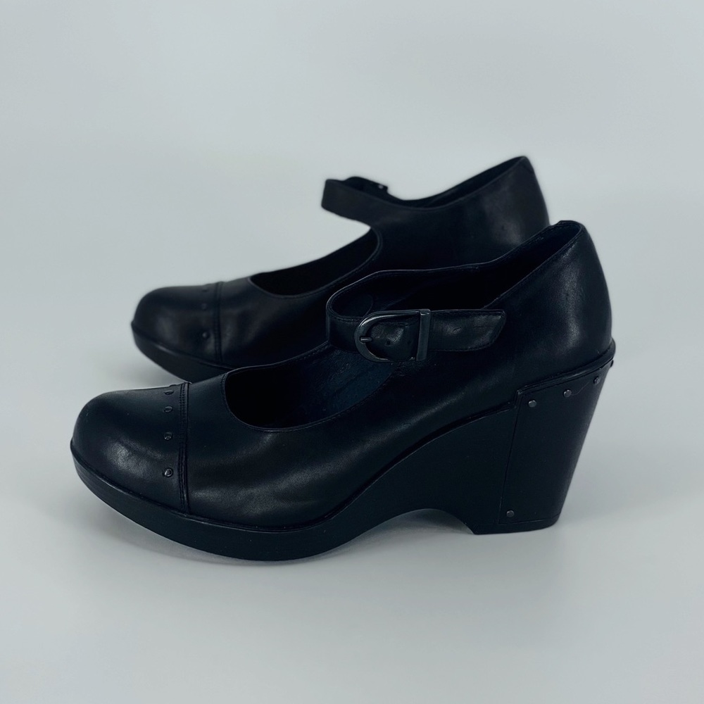Dansko Platform Heels Black Leather Comfort Sz 40